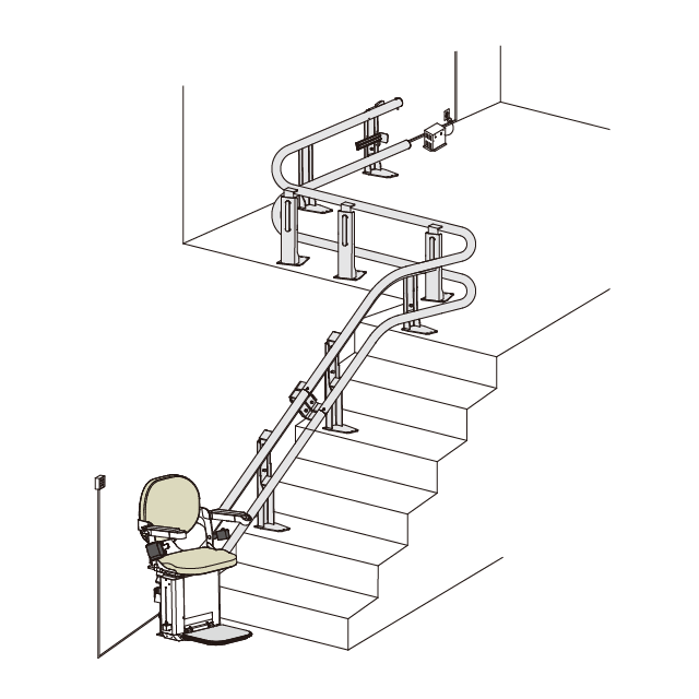 曲線階段用階段昇降機イメージ