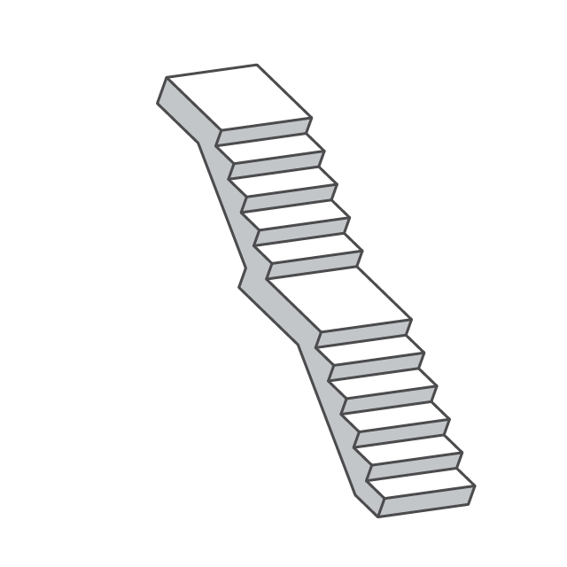 踊り場付き直線階段イラスト