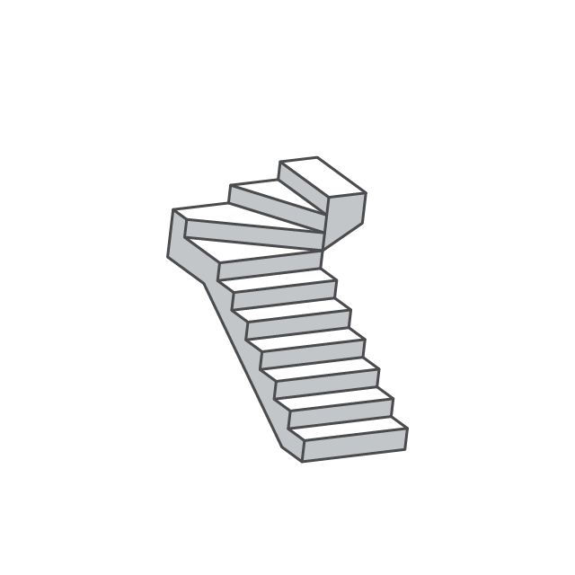 上側三段曲がり階段イラスト
