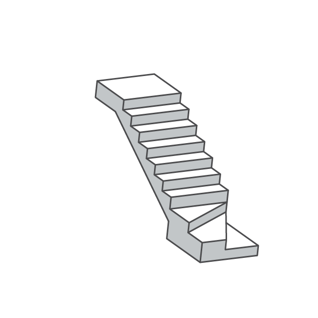 下側三段曲がり階段イラスト