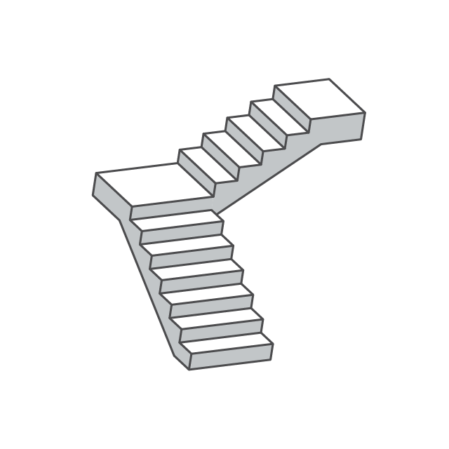 踊り場付き曲がり階段イラスト